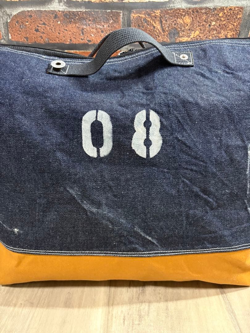 USEDデニムリメイク 大きいボストンバッグ　ショルダーバッグ2way