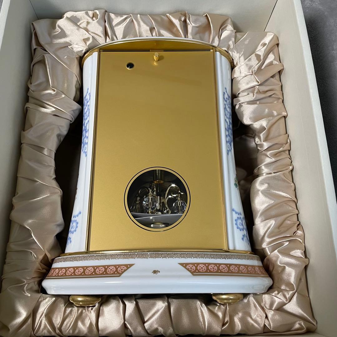 展示品 リズム時計 陶器製花柄置時計