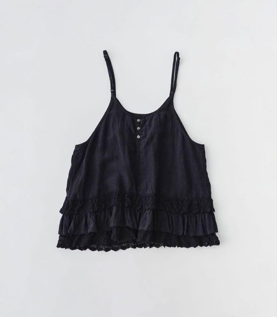 nest Robe リネンレースヘムキャミソール　ネイビー
