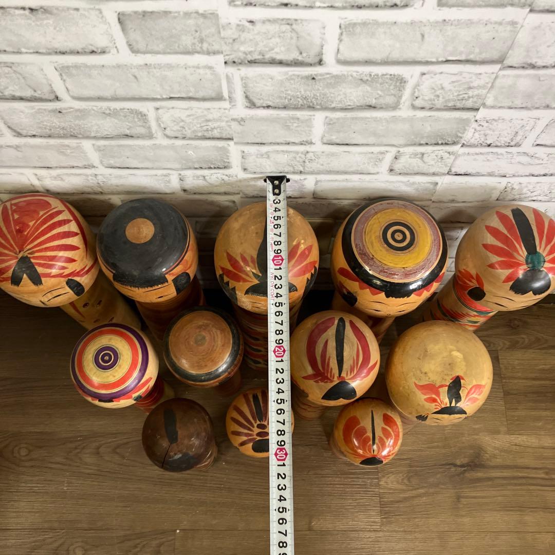 D-3 昭和レトロ 木製 こけし 小芥子 12体セット まとめ売り 日本人形