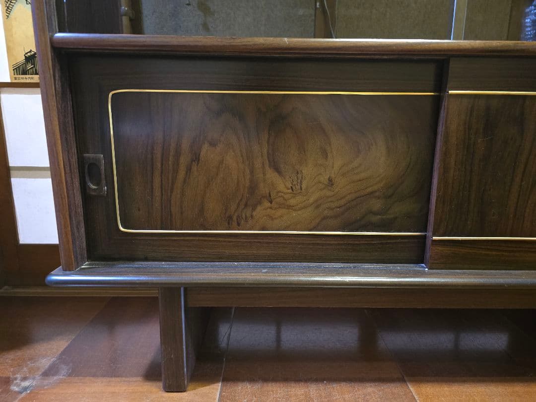 和風ダークブラウンキャビネット茶箪笥 飾り棚 サイドボード