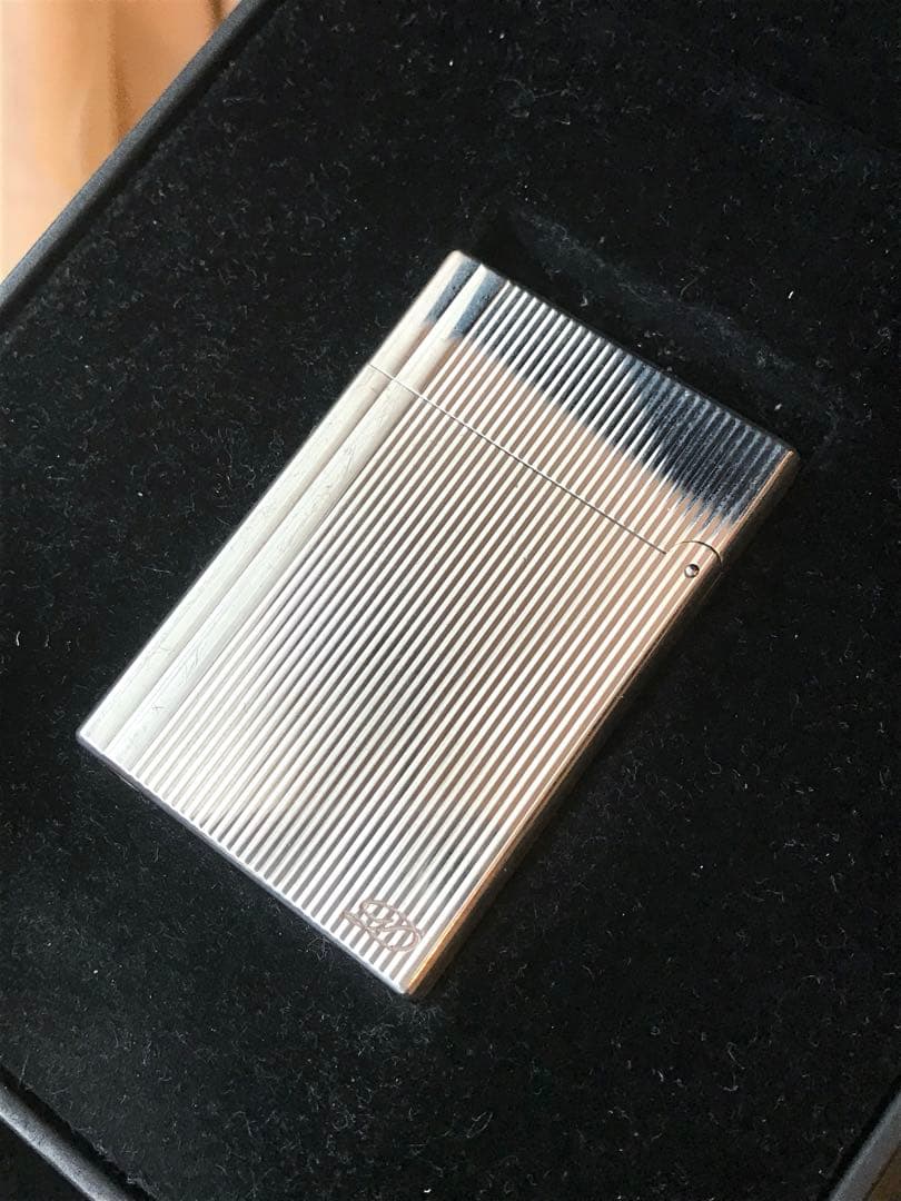 ゆゆ様　開閉音あり　超快音キーーン　デュポン　ガスライター　シルバー　ライン２s