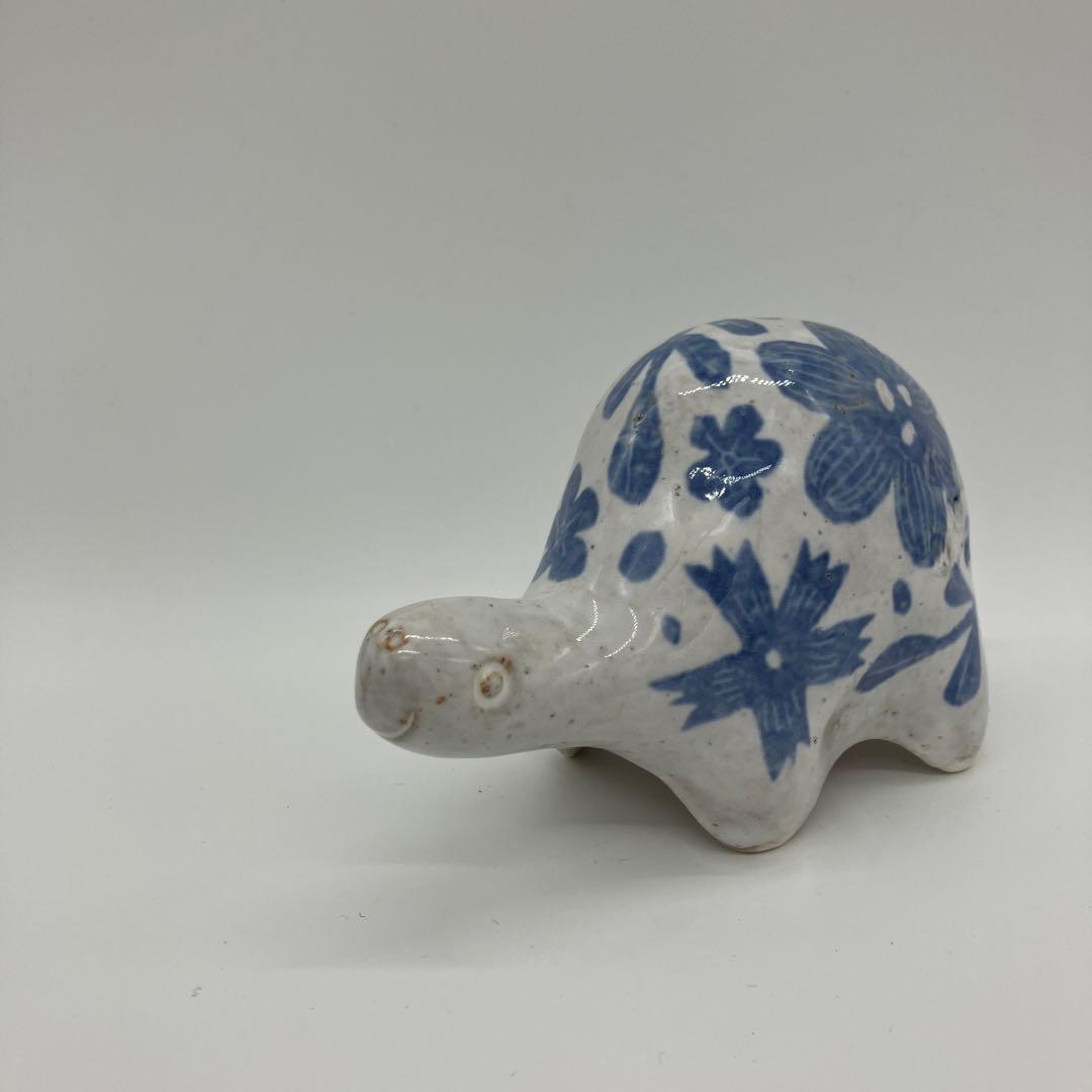 鹿児島睦　亀　置物　ブルー