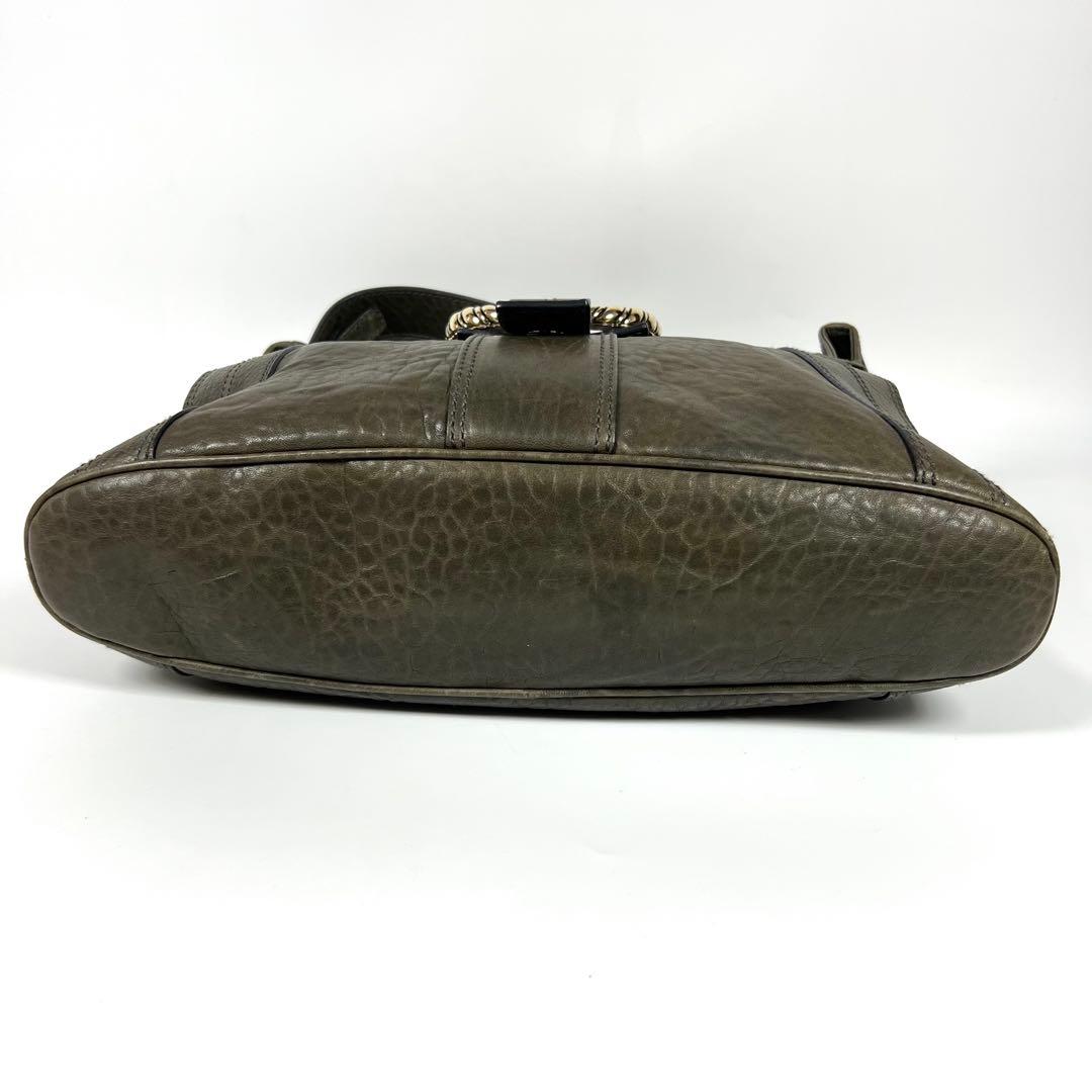 【良品】BVLGARI ブルガリ レオーニ ショルダーバッグ 2way カーキ