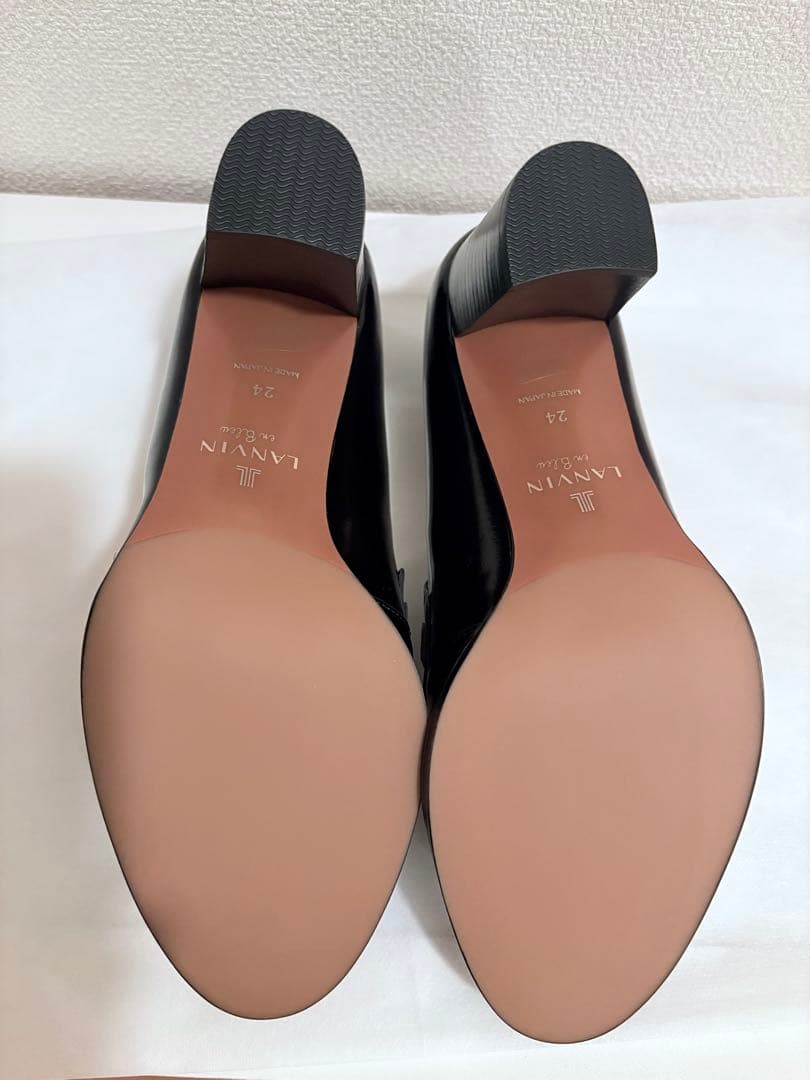 LANVIN en Bleu ビットローファーパンプス　ブラックエナメル　24