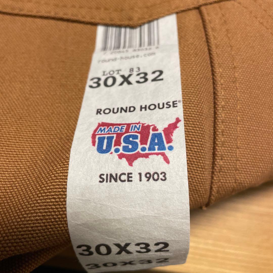 ラウンドハウス オーバーオール　W30/L32　ダック地 ダブルニー　米国製