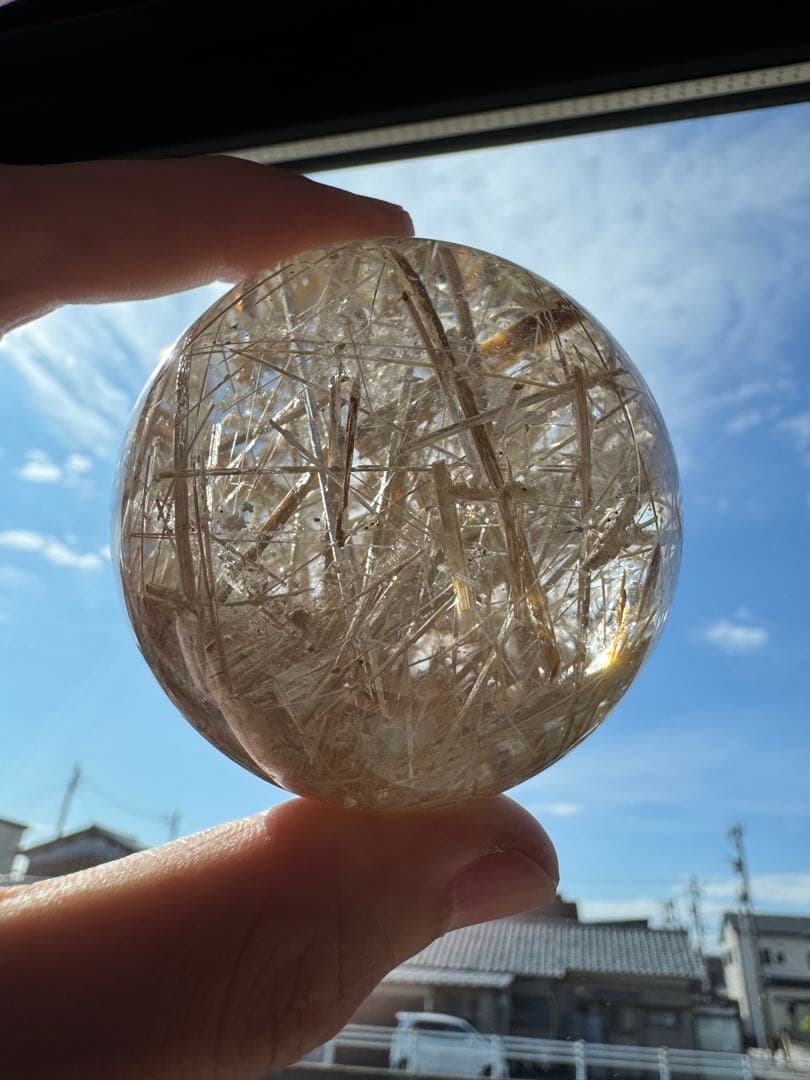 【極美品】ホワイトルチルクオーツ スフィア 丸玉