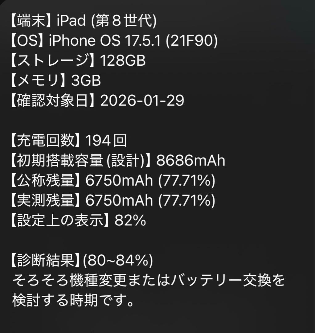iPad 第8世代 128gb wi-fiモデル