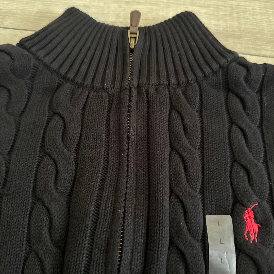 ❤︎SALE ❤︎ L 黒POLO RALPH LAURENケーブルハーフジップ
