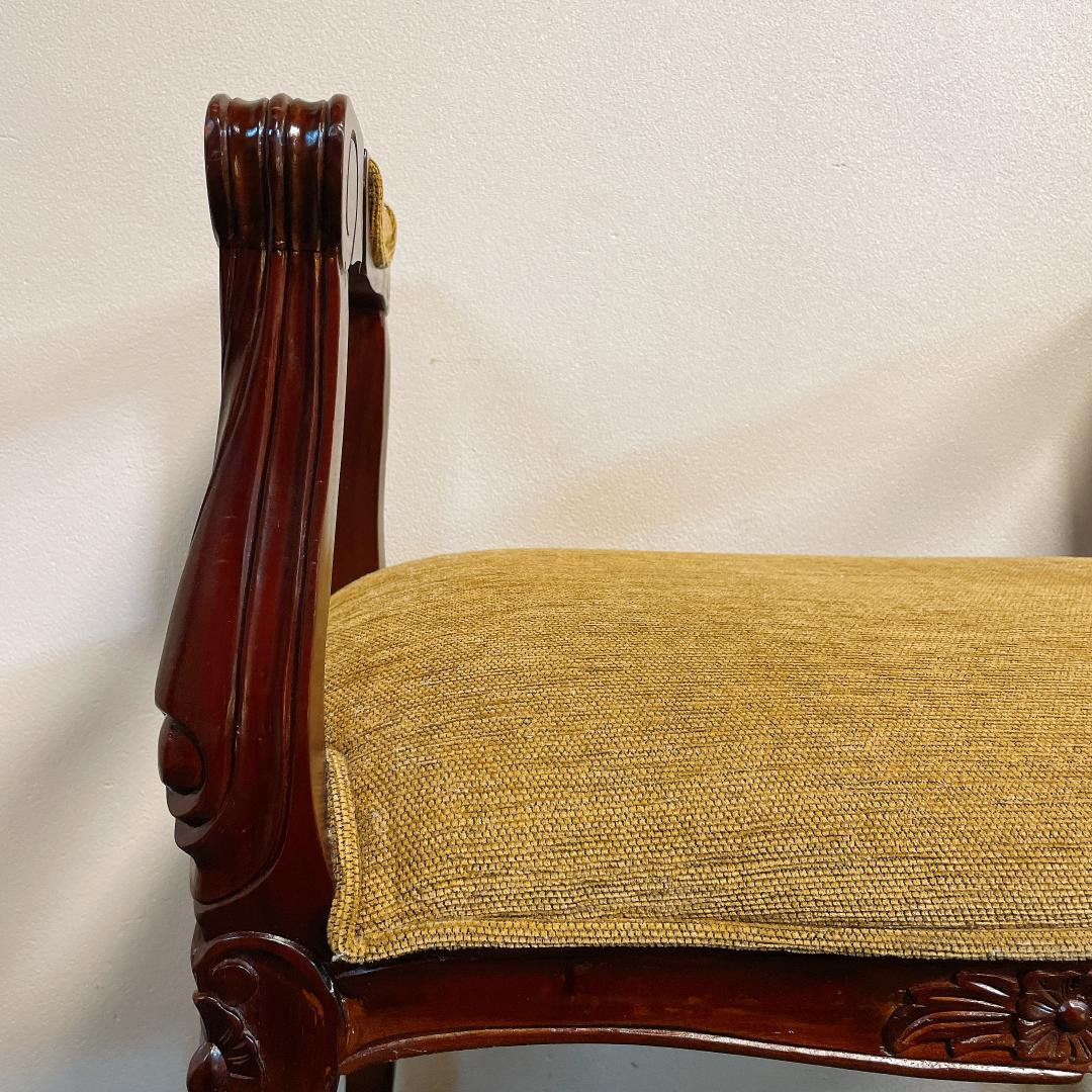 アンティーク調 彫刻 猫脚 ベンチ スツール クッション 椅子 ロココ調 豪華