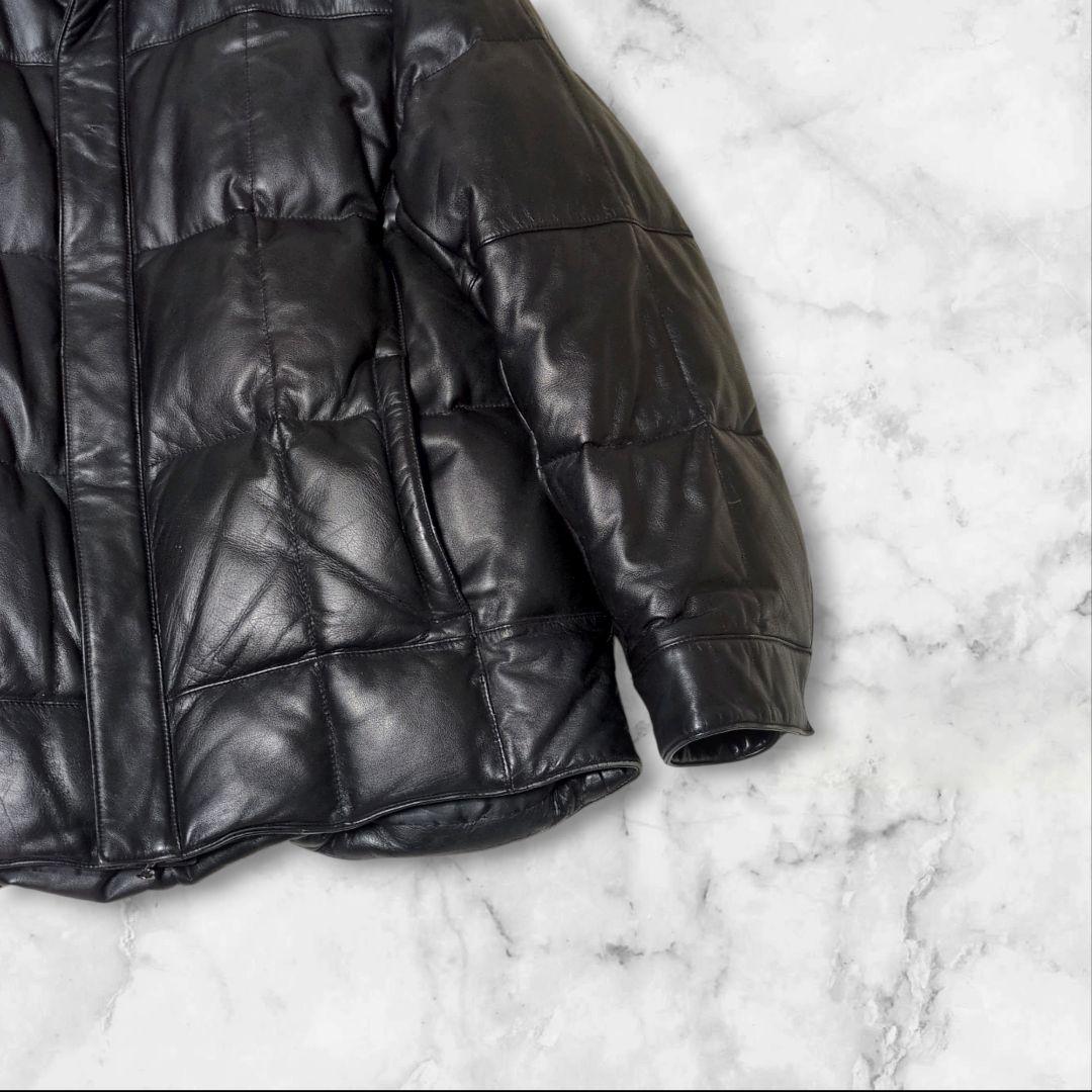 コムサデモードメン 馬革 ヌプシ 肉厚 ダウンジャケット 黒 ホースレザー