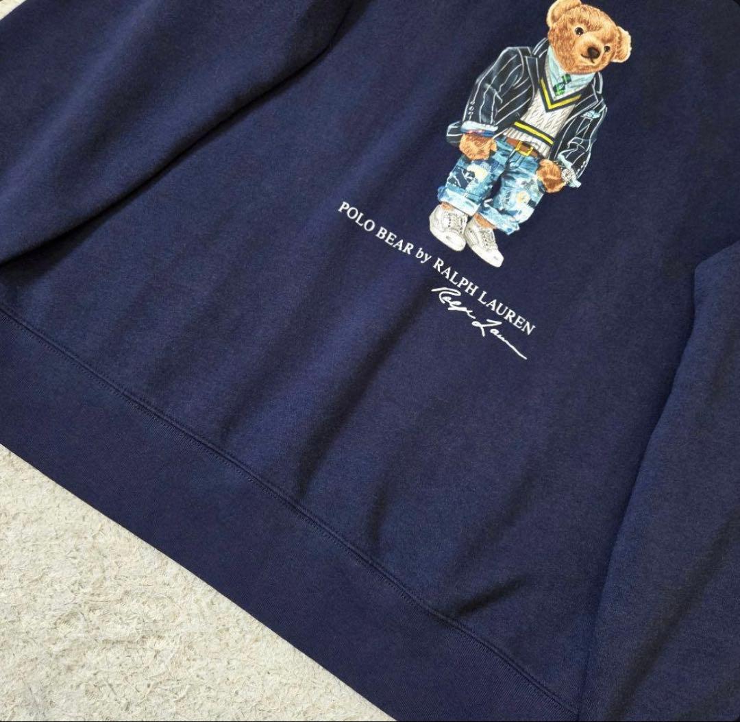 現行 美品 ポロ ラルフローレン ポロベア スウェット 175 M～L 濃紺