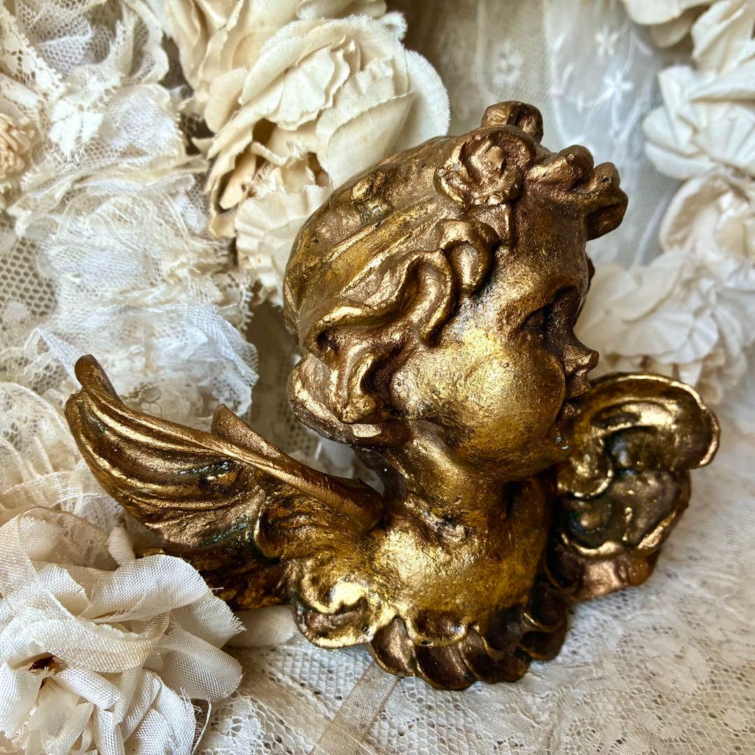 天使オブジェ　ウォールデコレーション　壁掛けオーナメント　フランスアンティーク