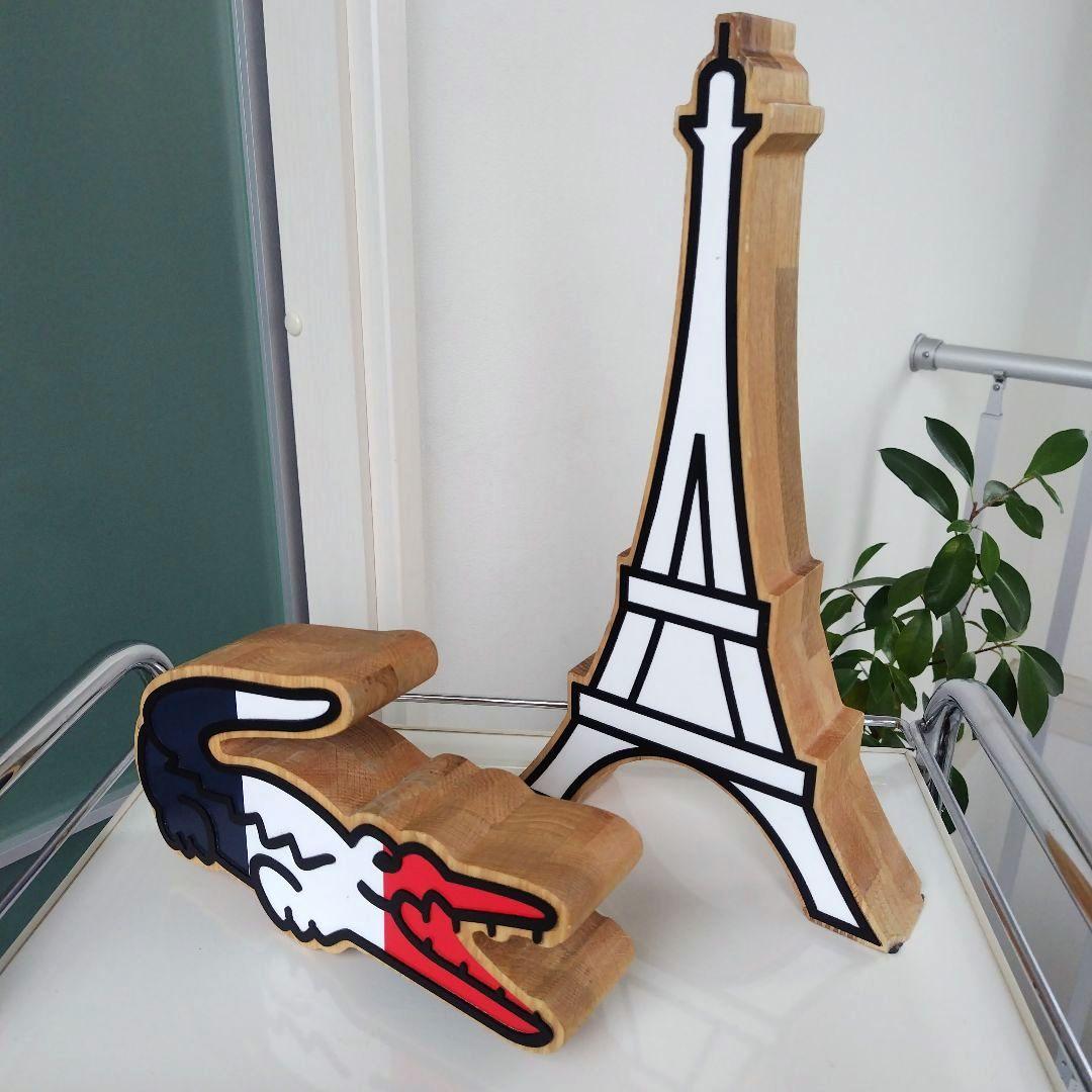 ①レア！LACOSTE 非売品 販促 店舗 木製オブジェ ワニとタワーセット