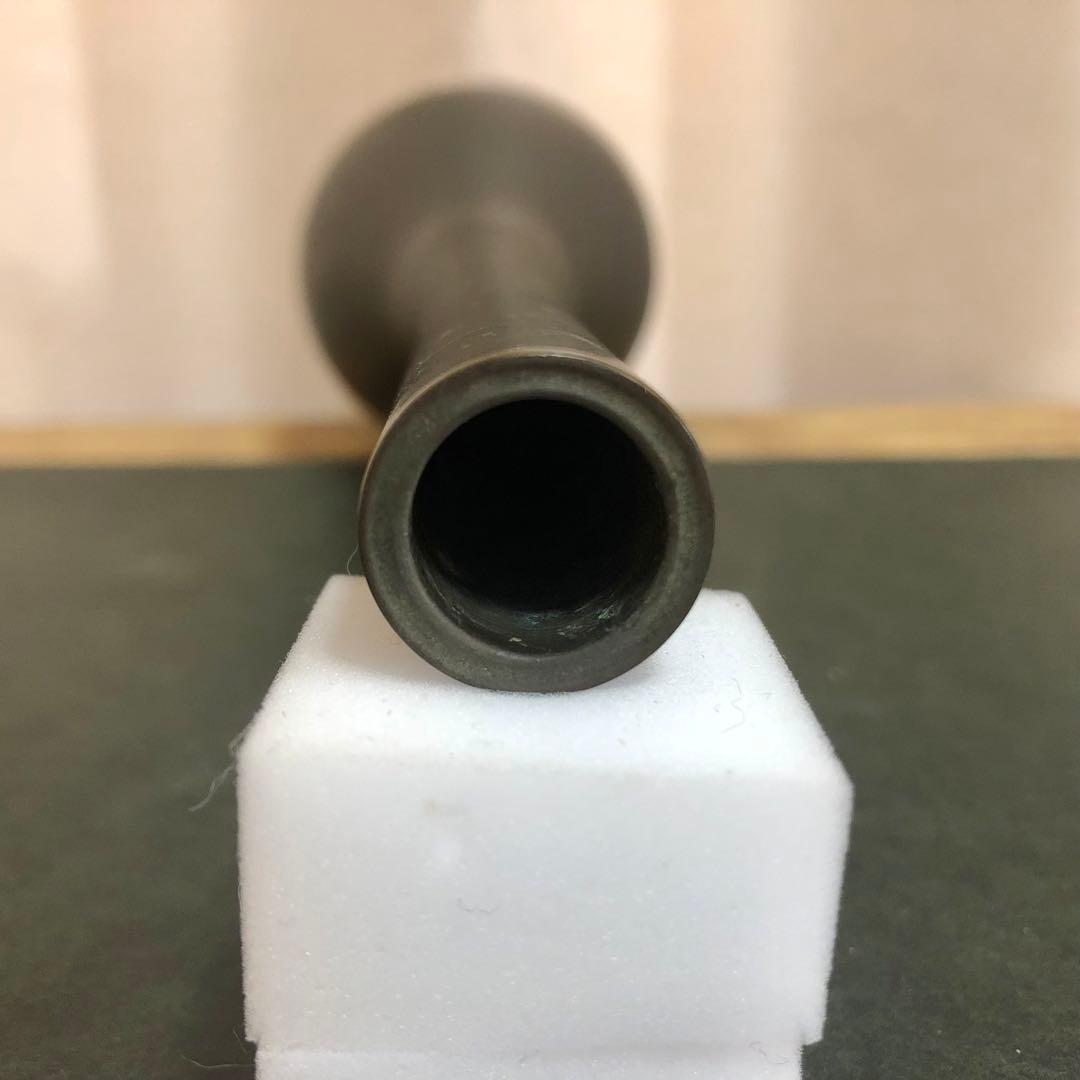 般若勘渓 唐銅鶴首花入 共箱 茶道具