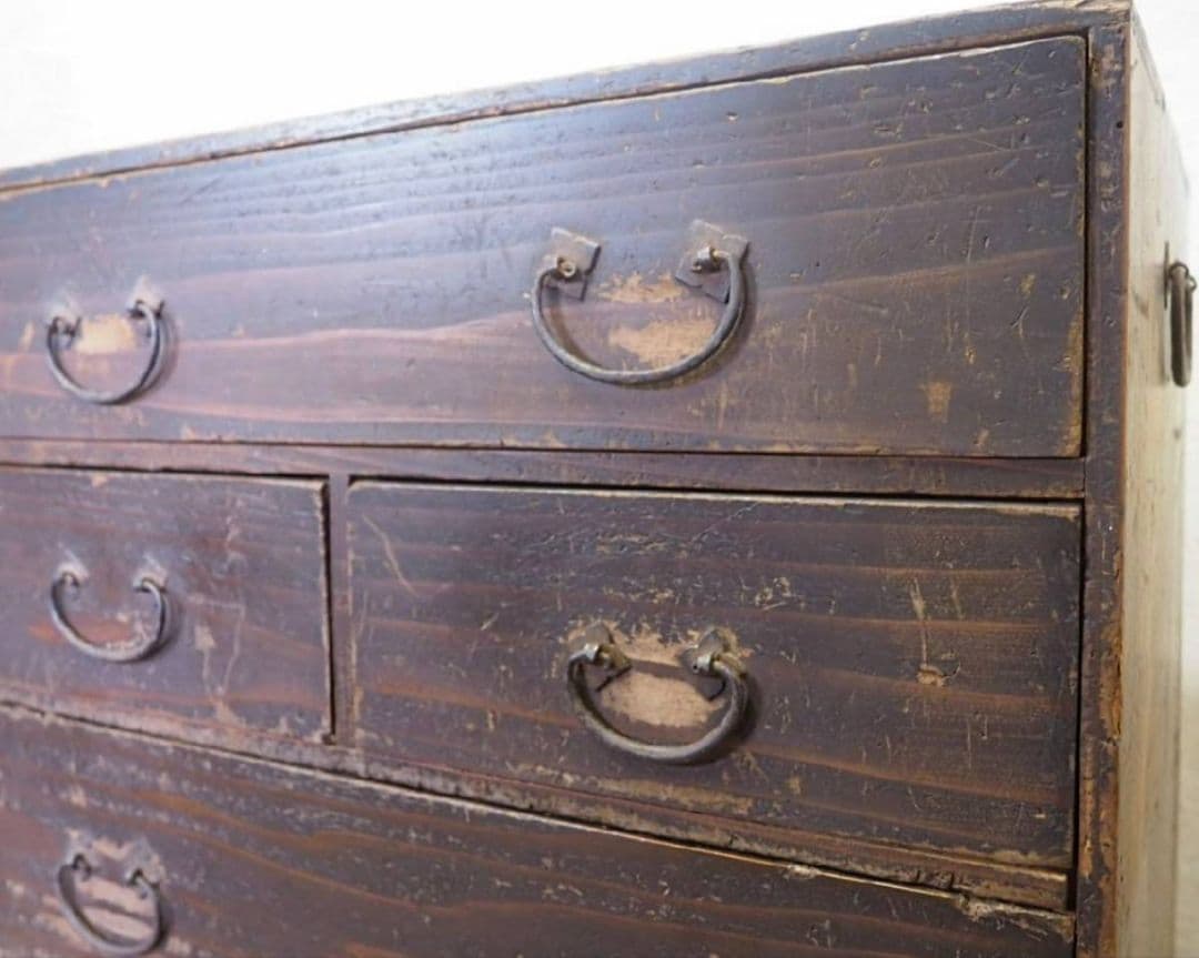 1034 アンティーク　杉の小箪笥　タンス　引き出し　チェスト　収納棚　レトロ