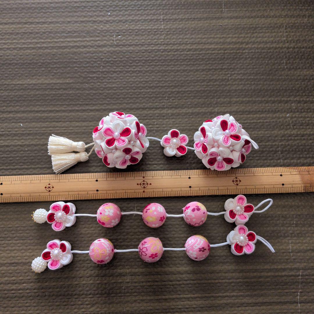 つまみ細工 吊るし飾りと雛飾りセット　 雛壇 　赤