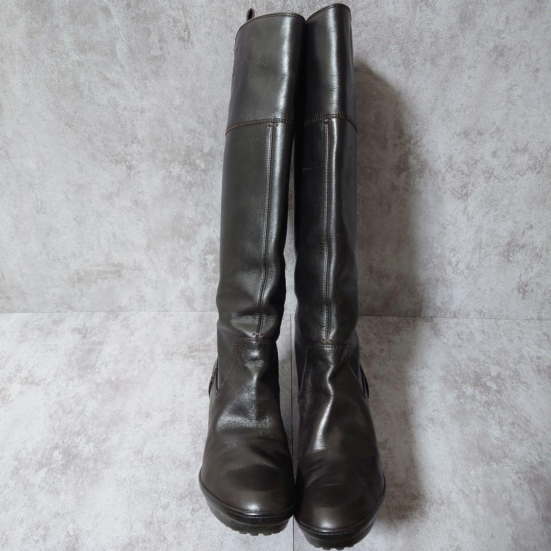 TOD’S トッズ ロングブーツ レザー ダークブラウン 37 1/2 美脚