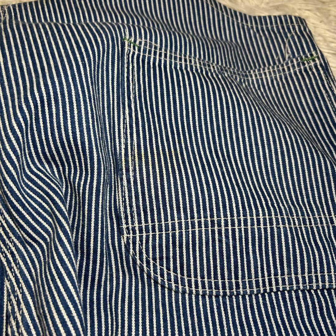 KEY オーバーオール　ヒッコリー 大きめ w42 サロペット　オールインワン