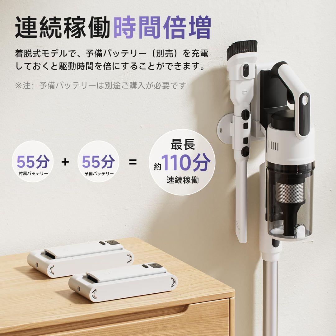 R8最新モデル自立式コードレス掃除機 超強力75kPa 連続55分 LED搭載