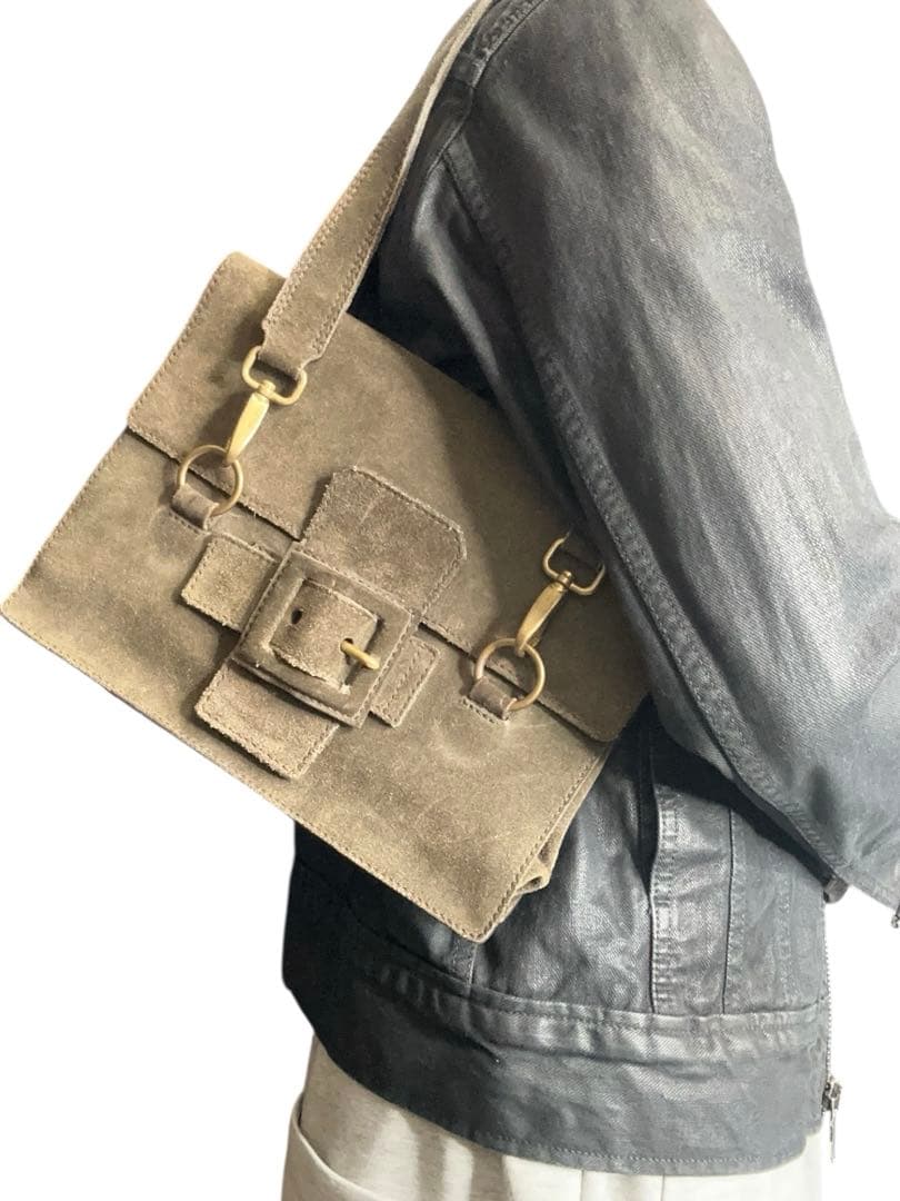 バッグ FW99\"miu miu\"buckle suede shoulder bag