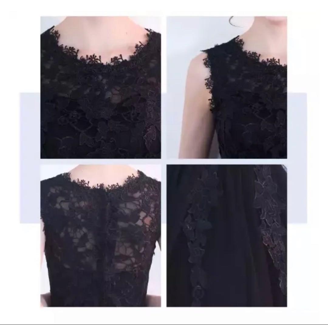 パーティードレス ミニ丈 ワンピース ブラック レース ノースリーブ お呼ばれ