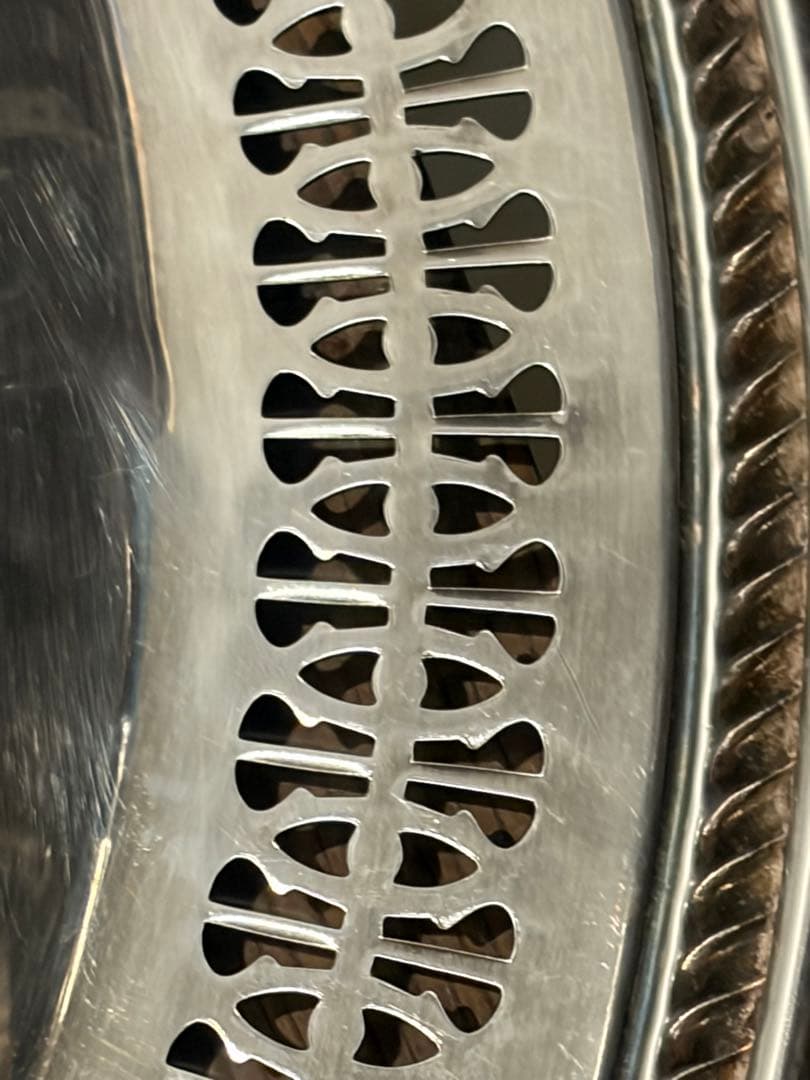 NY製シルバープレート31.5cmアンティーク銀器透かし彫り大振りトレー銀メッキ