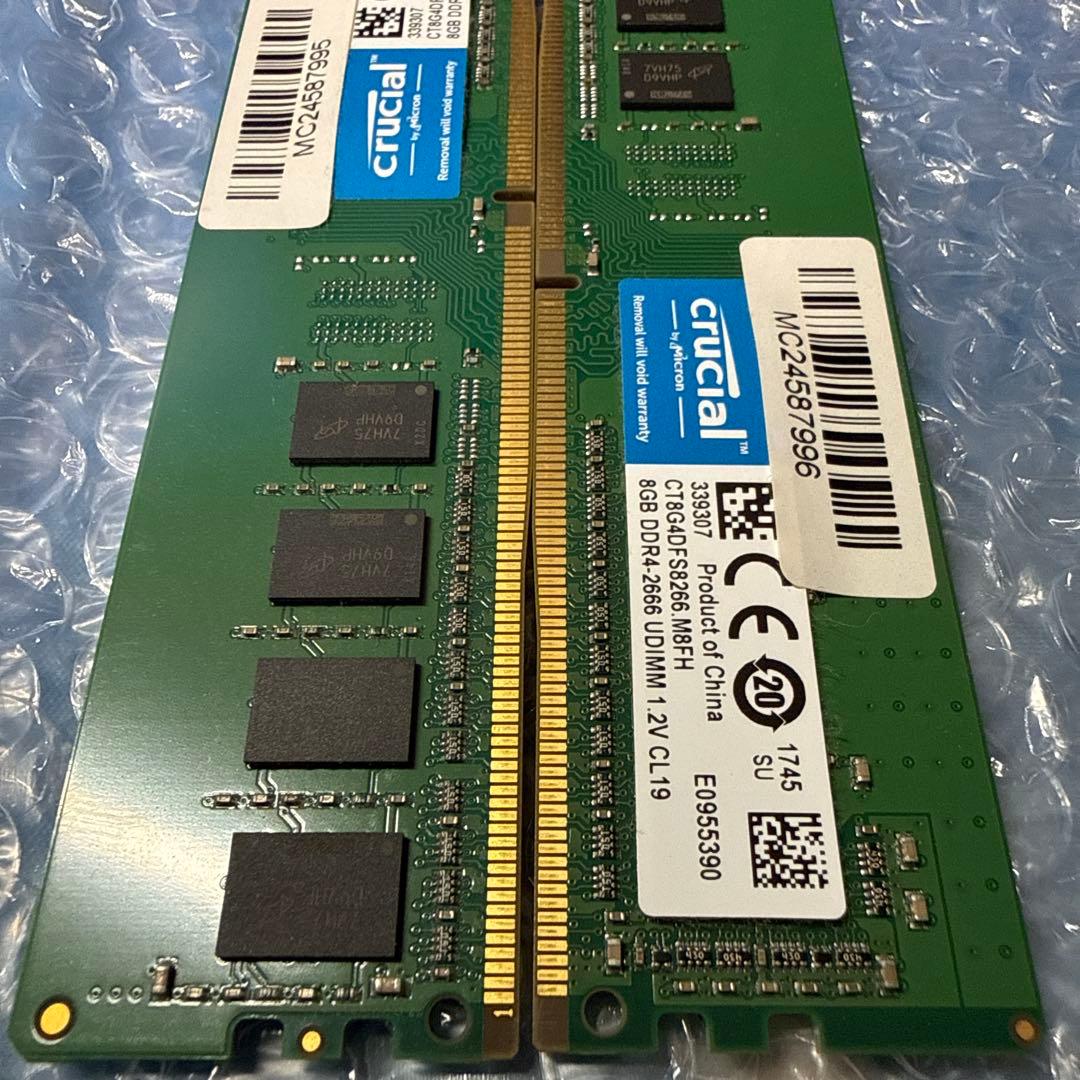デスクトップ用増設メモリCrucial 8GBx2枚16GB DDR4-2666