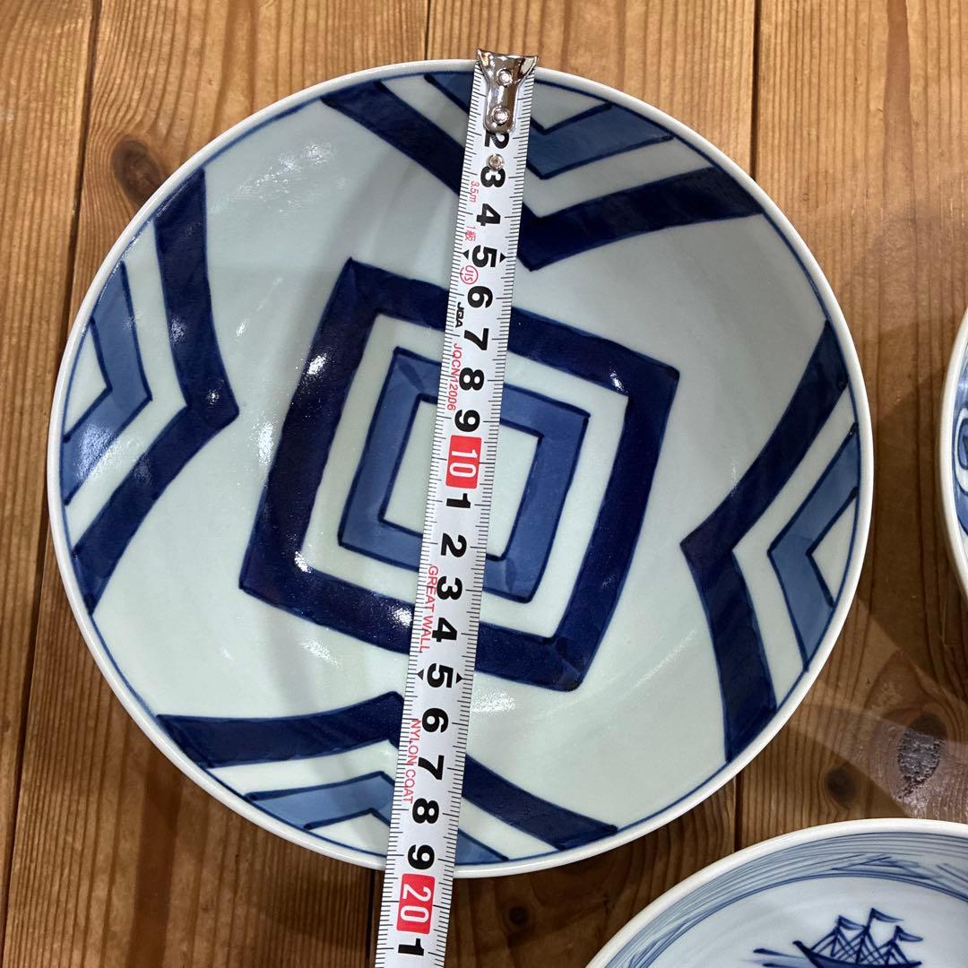 有田焼　青花　しん窯　長崎紋渕上り　江戸紋　奴だこ　6.5寸　中華丼　19cm