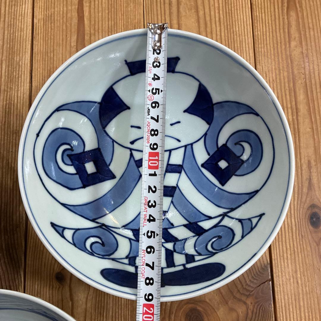有田焼　青花　しん窯　長崎紋渕上り　江戸紋　奴だこ　6.5寸　中華丼　19cm
