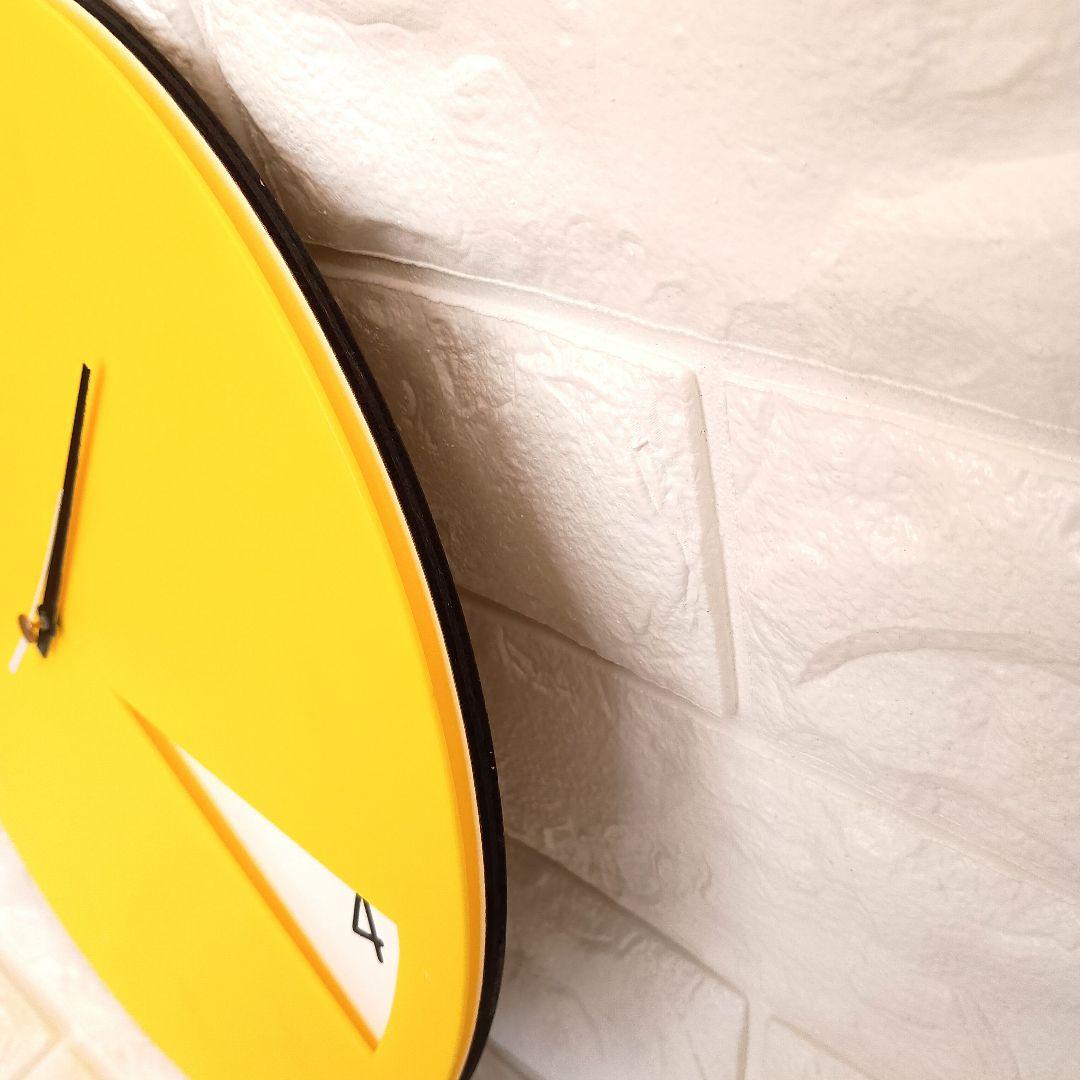 デザイン ウォール クロック イエロー 円形 掛時計 オシャレ