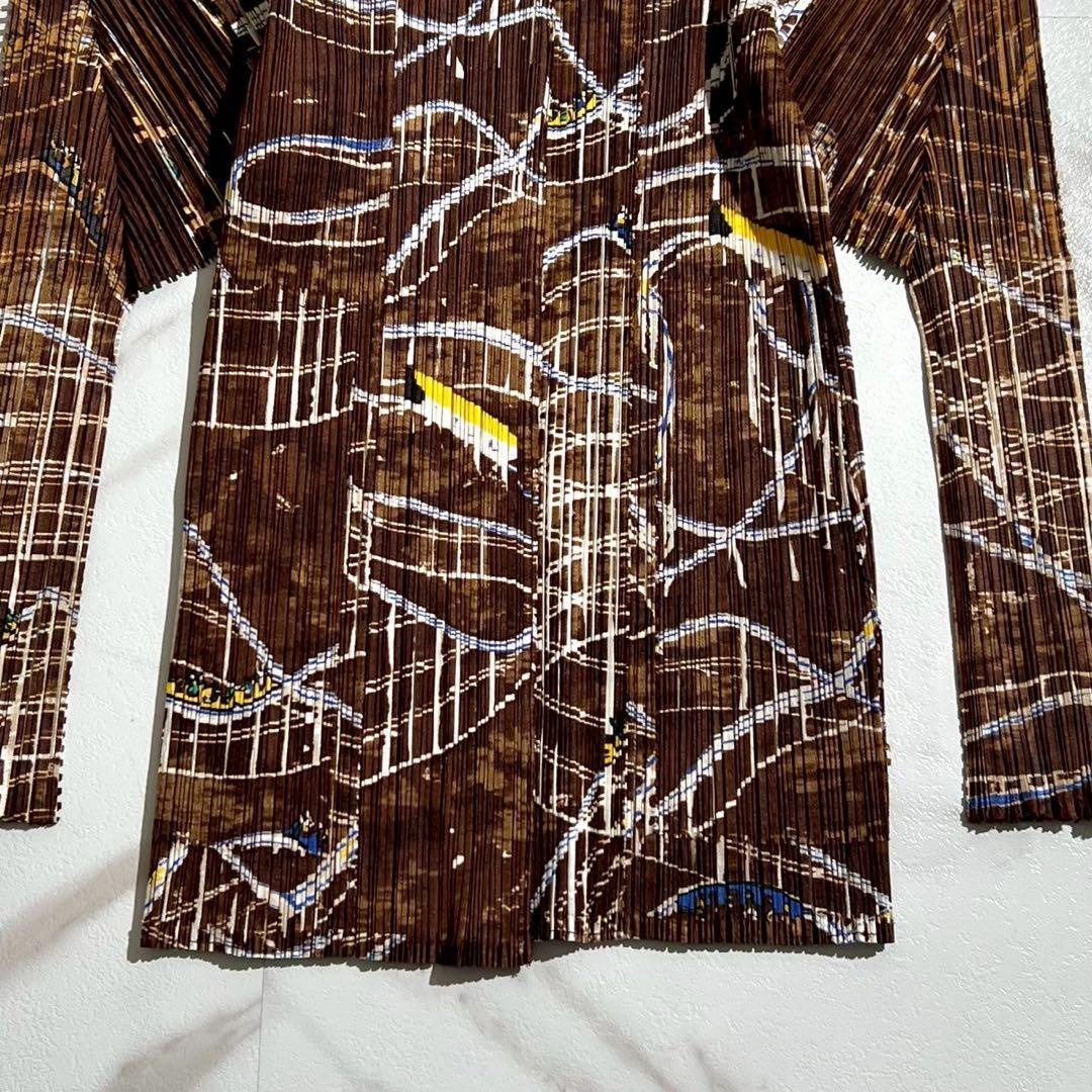 【美品】プリーツプリーズ カーディガン 遊園地柄 ジェットコースター Lサイズ