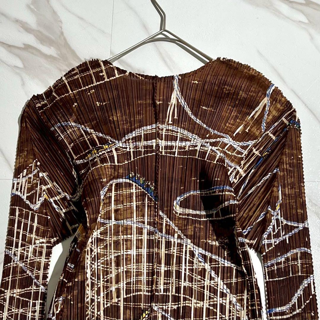 【美品】プリーツプリーズ カーディガン 遊園地柄 ジェットコースター Lサイズ