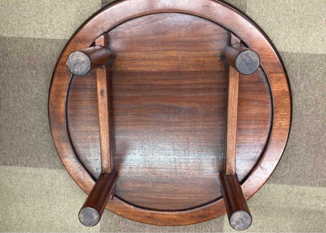 ちゃぶ台　円卓　座敷机　作家物　祥山？桝山？彫刻あり　引取可能奈良県中部