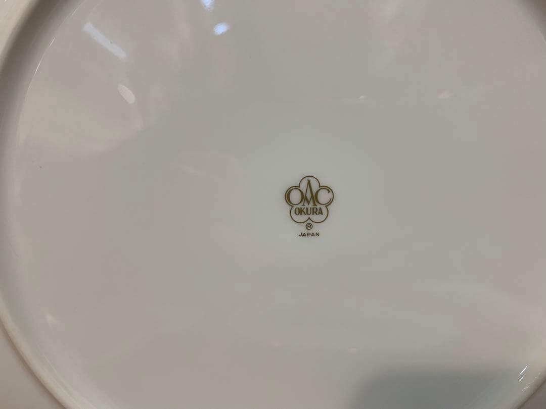 N1129-22★OKURA CHINA 青い花柄の陶器皿6枚セット 直径23㎝