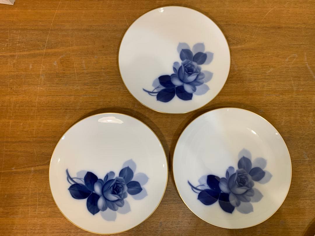 N1129-22★OKURA CHINA 青い花柄の陶器皿6枚セット 直径23㎝