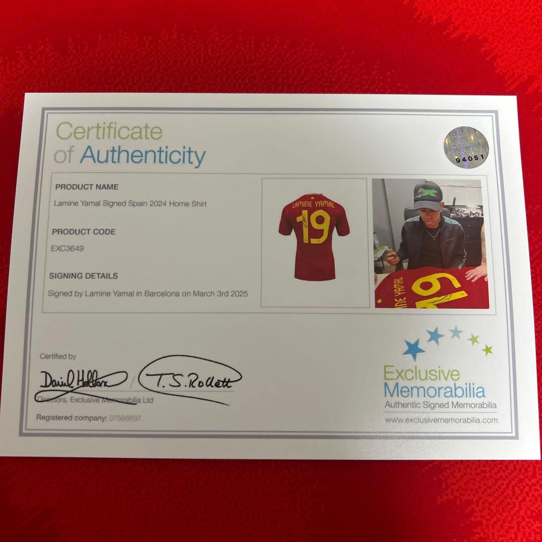 【証明書付】直筆サイン入り ヤマル スペイン代表 ユニフォーム