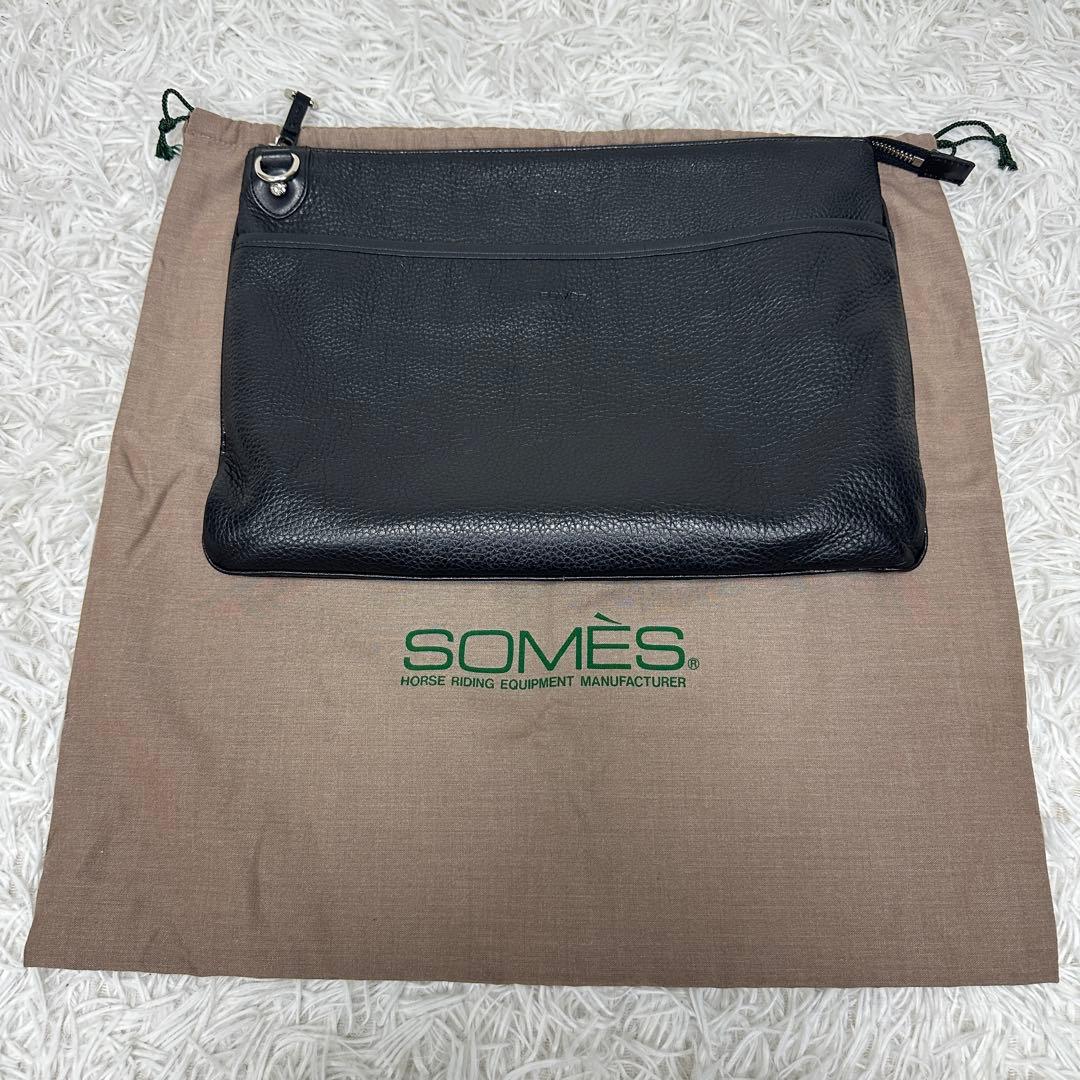 美品【SOMÈS】2way ショルダーバッグ 本革 レザー ロゴ型押し 日本製