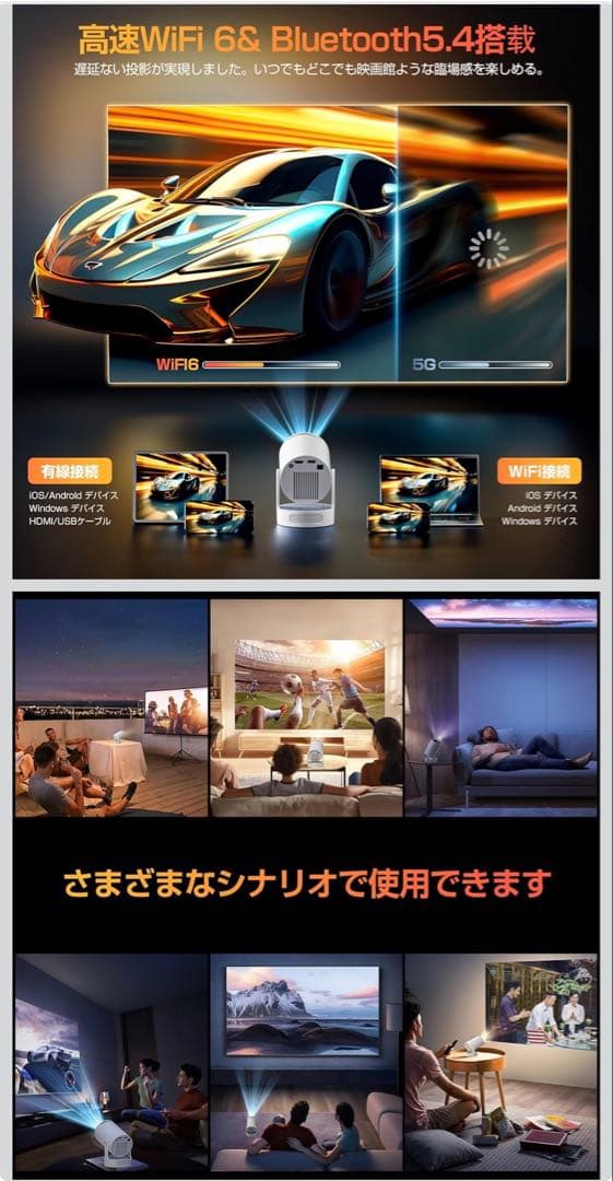【新品未使用】AndroidTV14.0搭載　最大350インチプロジェクター