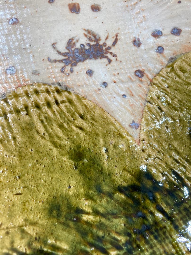 214【玉置保夫　保夫窯】長方皿　志野　織部　食器　台所　共箱