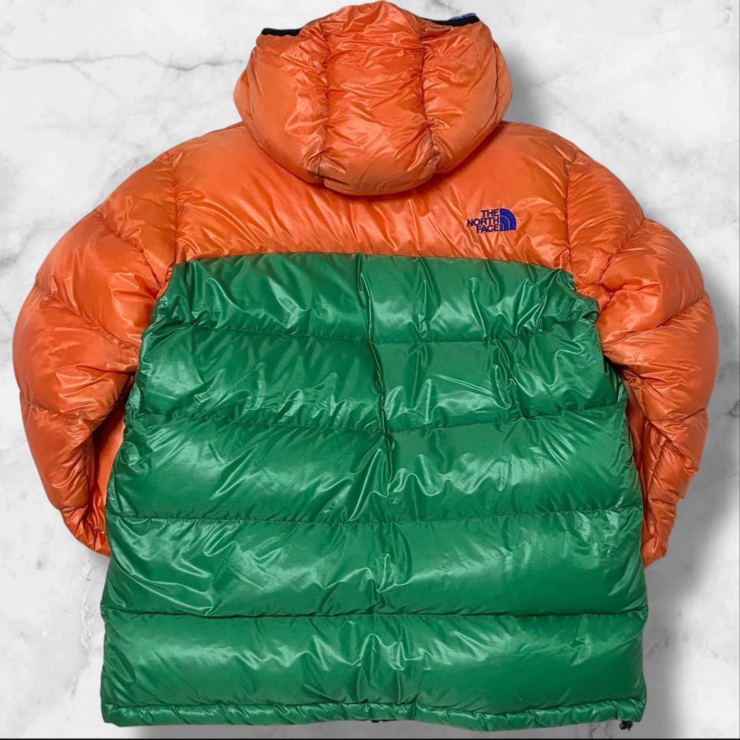 ザノースフェイス アコンカグア ダウンジャケット グリーン×オレンジ XLサイズ