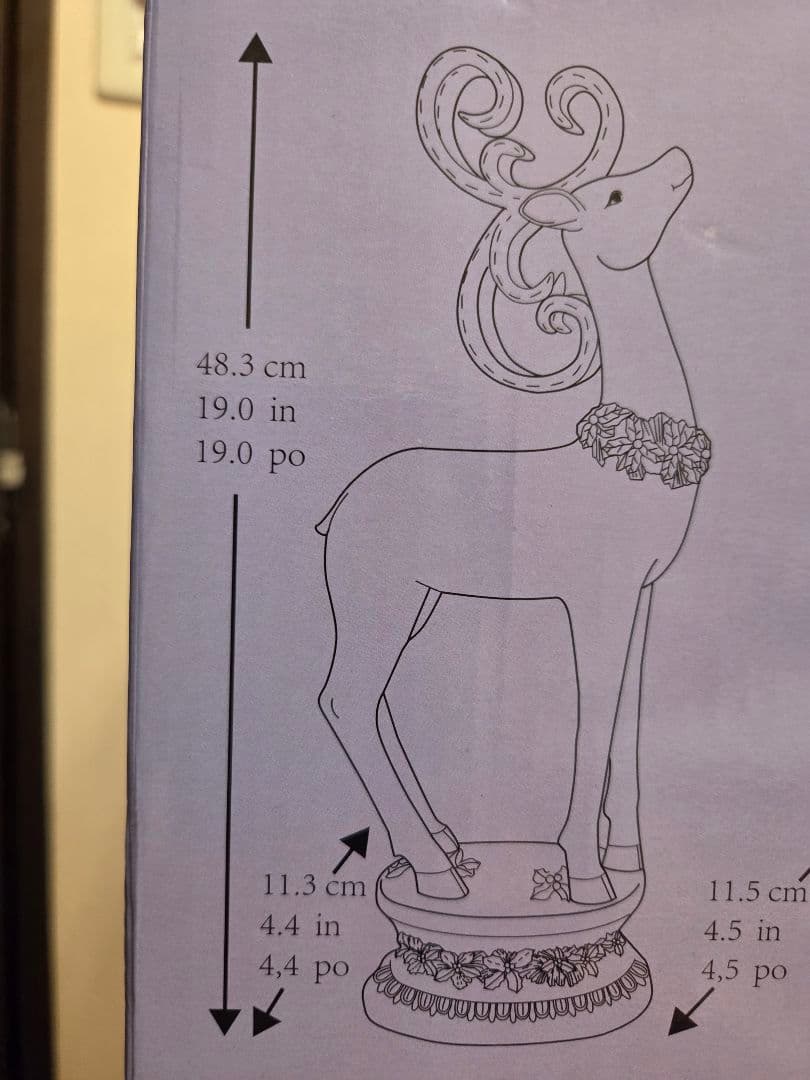 クリスマス　トナカイ ホワイト鹿の置物　2体　LEDライト付