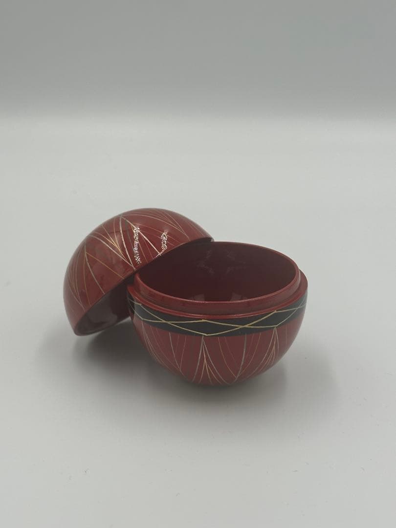 手まり蒔絵　日の丸棗　松峰作　茶道具