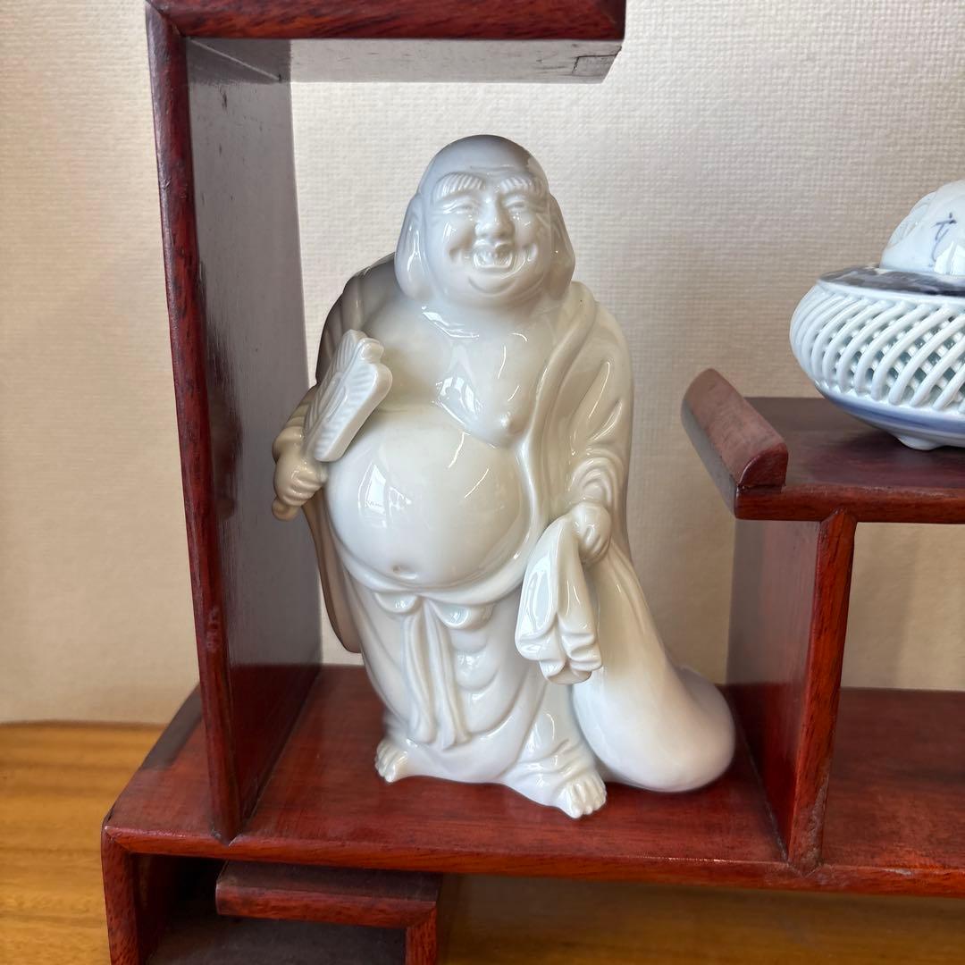 違棚　木製　高さ約36.5cm 横幅約53cm 置物　香炉セット