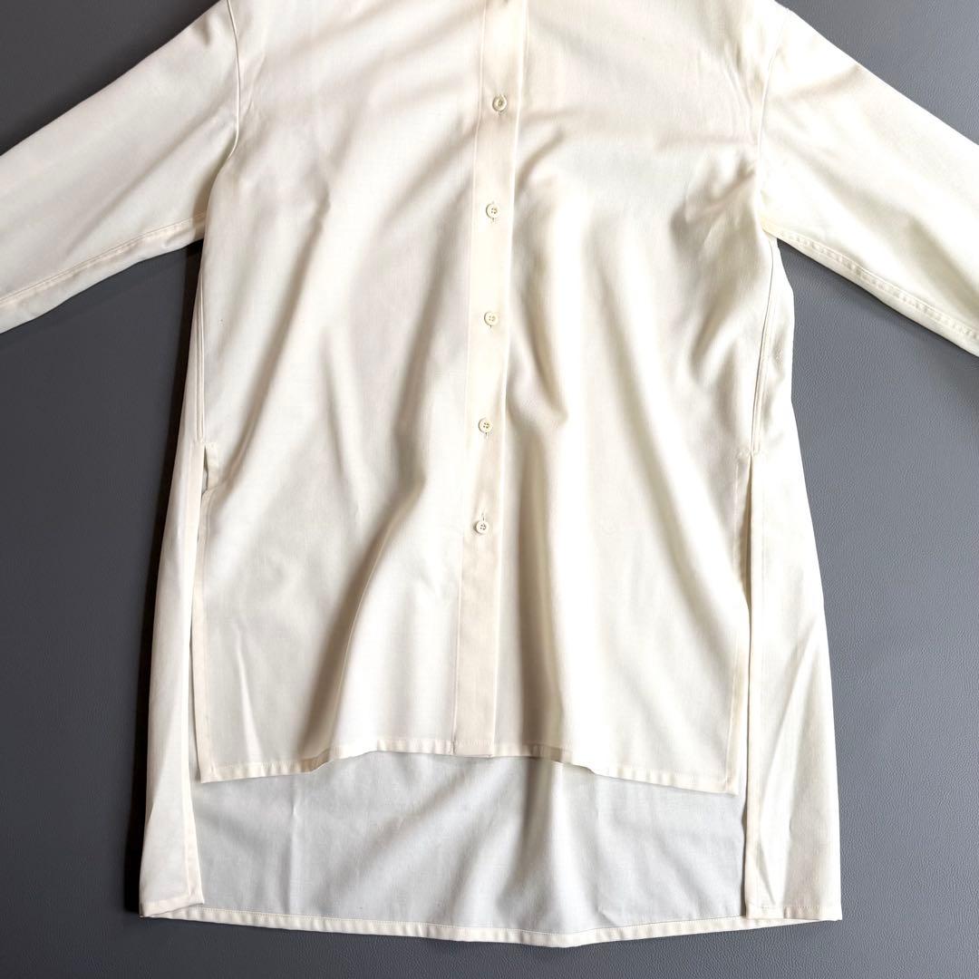 美品 キャバン CABaN ウールツイル ハイネックロングシャツ アイボリー