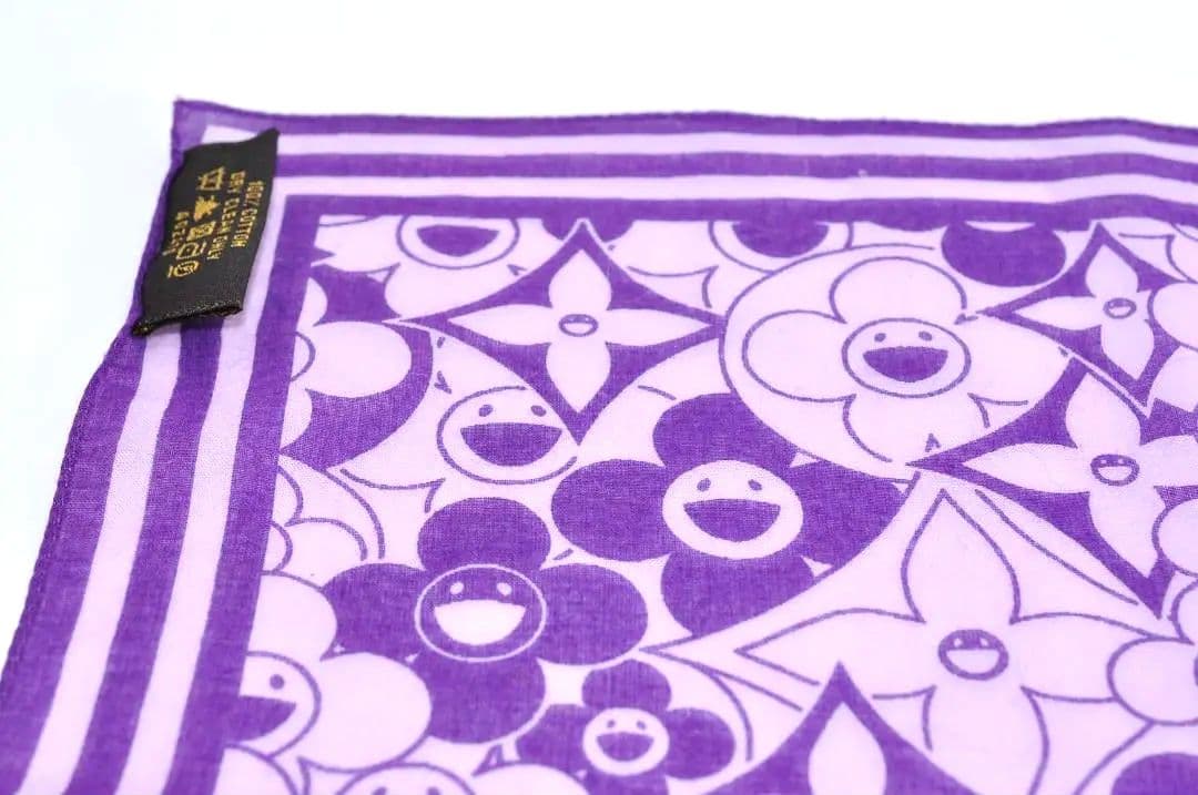 レア ルイヴィトン 村上隆 コラボ コットン ハンカチ スカーフ