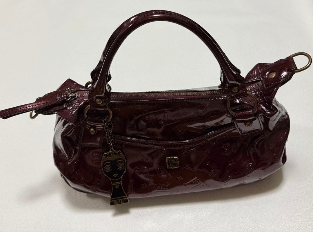 ANNA SUI 2wayボストンバッグ ショルダーバッグ エナメル ロゴ