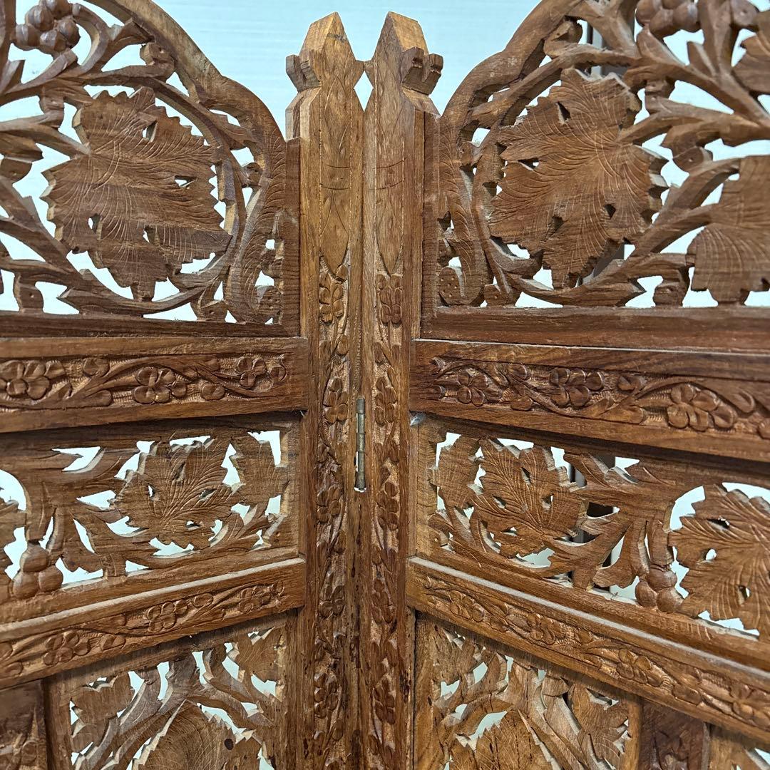 木製彫刻パーテーションアジアンスタイル