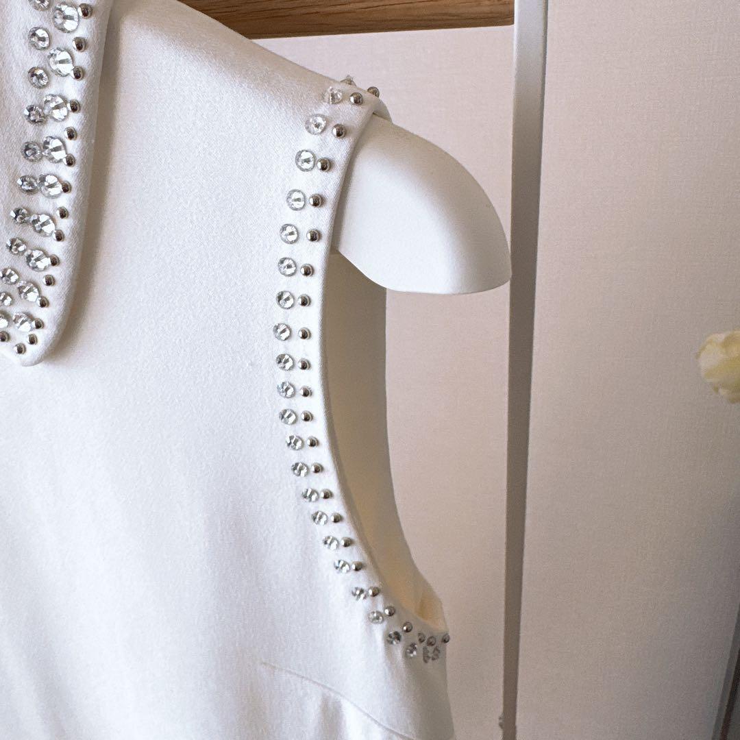 ホワイトノースリーブミニワンピース