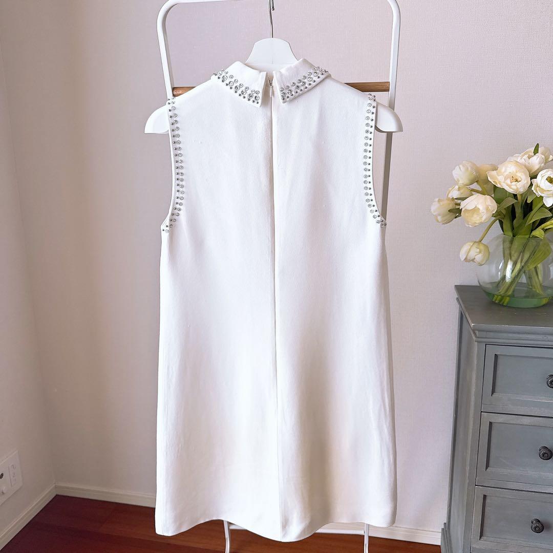 ホワイトノースリーブミニワンピース